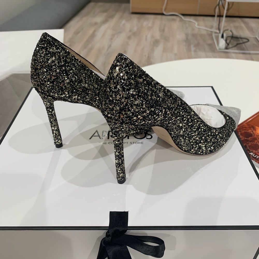 Sold!Jimmy Choo Romy 100 glitter gold mix - Picture 4 of 7